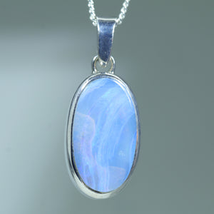 Natural Australian Boulder Opal Silver Pendant