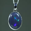 Natural Australian Solid Lightning Ridge Black Opal Silver Pendant