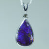 Natural Australian Solid Queensland Boulder Opal Silver and Diamond Pendant