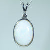 Natural Australian Coober Pedy White Opal Silver and Diamond Pendant