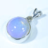 Sterling Silver - Solid Lightning Ridge Crystal Opal - Natural Diamond