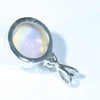 Lightning Ridge Crystal Opal and Diamond Silver Pendant with Silver Chain (10mm x 10mm)  Code - Y111