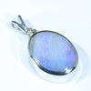 Australian Boulder Opal and Diamond Silver Pendant with Silver Chain (13mm x 10mm)  Code - Y116