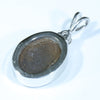 Australian Boulder Opal and Diamond Silver Pendant with Silver Chain (13mm x 10mm)  Code - Y116