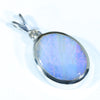 Australian Boulder Opal and Diamond Silver Pendant with Silver Chain (13mm x 10mm)  Code - Y116