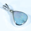 Australian Boulder Opal and Diamond Silver Pendant with Silver Chain (10mm x 9mm)  Code - Y95