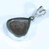 Australian Boulder Opal and Diamond Silver Pendant with Silver Chain (10mm x 9mm)  Code - Y95