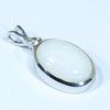 White Opal and Diamond Silver Pendant with Silver Chain (13mm x 9mm)  Code - Y110