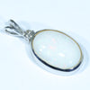 White Opal and Diamond Silver Pendant with Silver Chain (13mm x 9mm)  Code - Y110