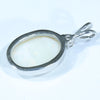 White Opal and Diamond Silver Pendant with Silver Chain (13mm x 9mm)  Code - Y110