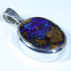 Australian Boulder Opal Silver Pendant with Silver Chain (16mm x 12.5mm) Code - Y73