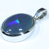 Australian Solid Black Opal Silver Pendant with Silver Chain (15mm x 12mm)  Code - Y59