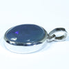 Australian Solid Black Opal Silver Pendant with Silver Chain (15mm x 12mm)  Code - Y59