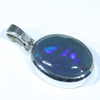 Australian Solid Black Opal Silver Pendant with Silver Chain (15mm x 12mm)  Code - Y59