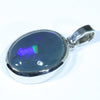 Australian Solid Black Opal Silver Pendant with Silver Chain (15mm x 12mm)  Code - Y59