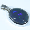 Australian Solid Black Opal Silver Pendant with Silver Chain (15mm x 12mm)  Code - Y59