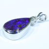 Australian Boulder Opal and Diamond Silver Pendant with Silver Chain (13mm x 8mm)  Code - Y107