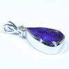 Australian Boulder Opal and Diamond Silver Pendant with Silver Chain (13mm x 8mm)  Code - Y107