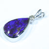 Australian Boulder Opal and Diamond Silver Pendant with Silver Chain (13mm x 8mm)  Code - Y107