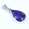 Australian Boulder Opal and Diamond Silver Pendant with Silver Chain (13mm x 8mm)  Code - Y107