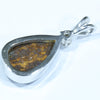 Australian Boulder Opal and Diamond Silver Pendant with Silver Chain (13mm x 8mm)  Code - Y107