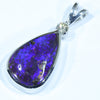 Sterling Silver - Solid Queensland Boulder Opal - Natural Diamond