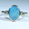 Natural Australian Lighting Ridge Opal Gold and Diamond Ring