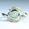 Stunning Lightning Ridge Solid Crystal Opal Gold and Diamond Ring