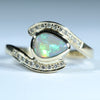 Natural Australian lightning Ridge Crystal Opal Gold and Diamond Ring - Australian Opal Shop