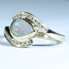 Lightning Ridge Crystal Opal and Diamond Gold Ring - Size 6.25 US Code - V014