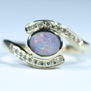 Natural Australian Boulder Opal Gold and Diamond Ring