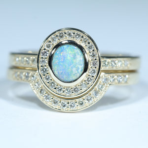 Natural Australian Boulder Opal Gold and Diamond Wedding Ring Set - Australian Opal Shop