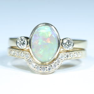 Natural Australian Gold Opal Ring Wedding Set - Australian Opal Shop - Gold Coast