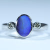 Natural Australian Boulder Opal Silver and Diamond Ring