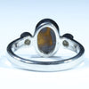 Australian Solid Boulder Opal and Diamond Silver Ring - Size 4.75 Code CC426