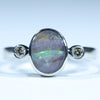 Natural Australian Boulder Opal Silver and Diamond Ring