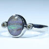 Sterling Silver - Solid Queensland Boulder Opal - Natural Diamonds