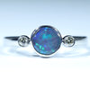 Natural Australian Boulder Opal Silver and Diamond Ring