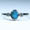 Natural Australian Boulder Opal Silver and Diamond Ring