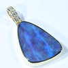 Natural Australian Boulder Opal and Diamond Gold Pendant (20mm x 14mm) Code - Z25