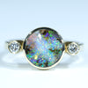 18k Gold Solid Queensland Boulder Opal Ring with Natural Diamonds