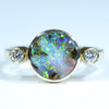 Natural Australian Queensland Boulder Opal Gold and Diamond Ring