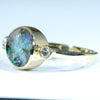 10k Gold - Solid Queensland Boulder Opal - Natural Diamonds