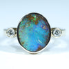 Natural Australian Boulder Opal Gold and Diamond Ring