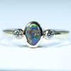 Natural Australian Lightning Ridge Black Opal Gold and Diamond Ring