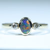 Natural Australian Black Opal Gold and Diamond Ring