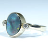 Natural Solid Australian Black Opal and Diamond Gold Ring - Size 8.25 US Code - V27