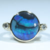 Natural Australian Solid Black Opal Gold and Diamond Ring