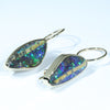 Natural Australian Boulder Opal 14k Gold Earrings (22 x 10.5mm) Code W19