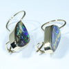 Natural Australian Boulder Opal 14k Gold Earrings (22 x 10.5mm) Code W19